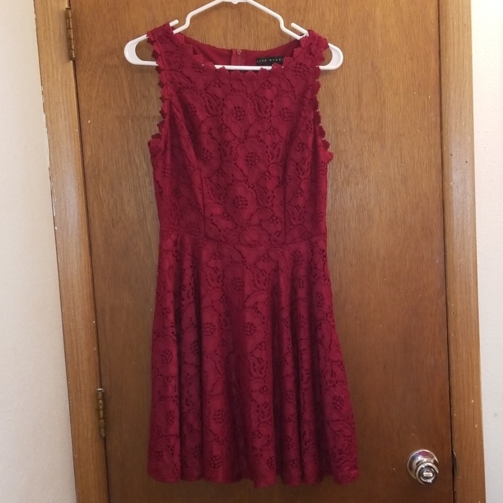 Maroon City Studio Dress